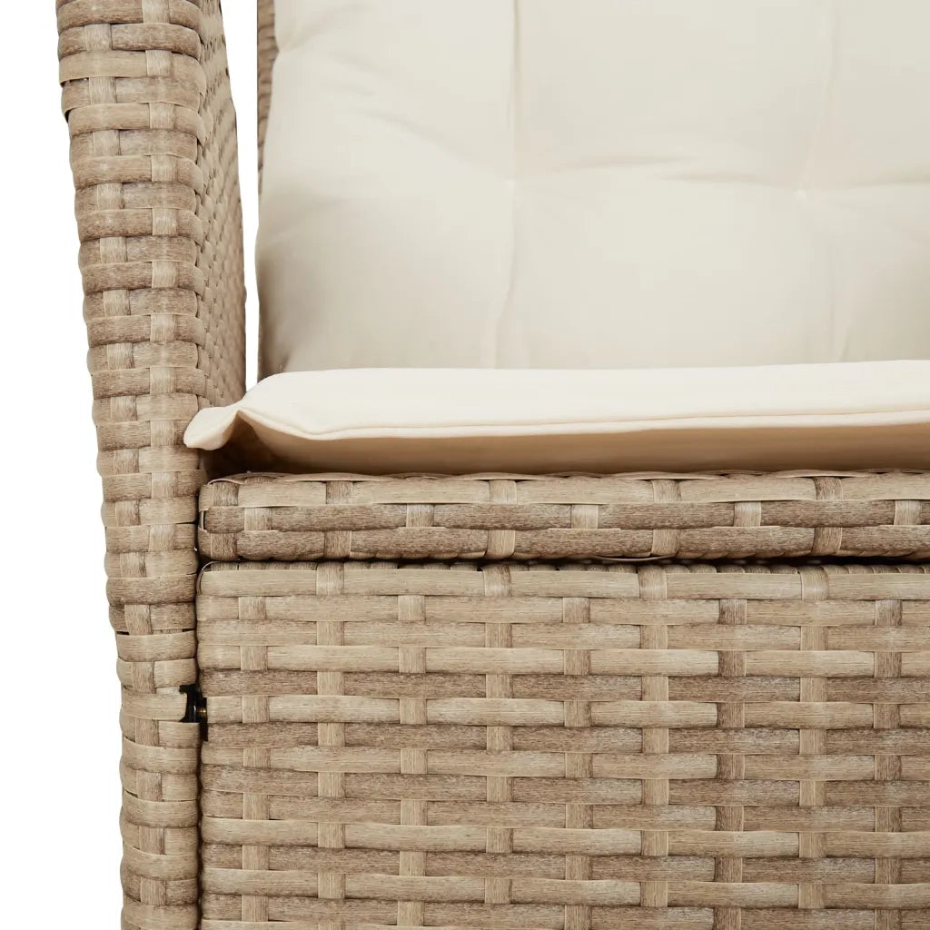 Set da Pranzo da Giardino 7 pz con Cuscini Beige in Polyrattan 3213124