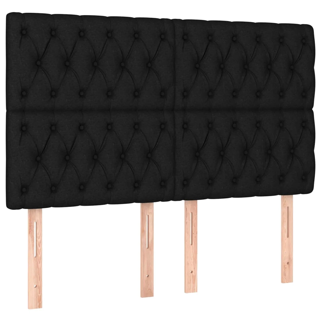 Letto a Molle con Materasso e LED Nero 140x190 cm in Tessuto