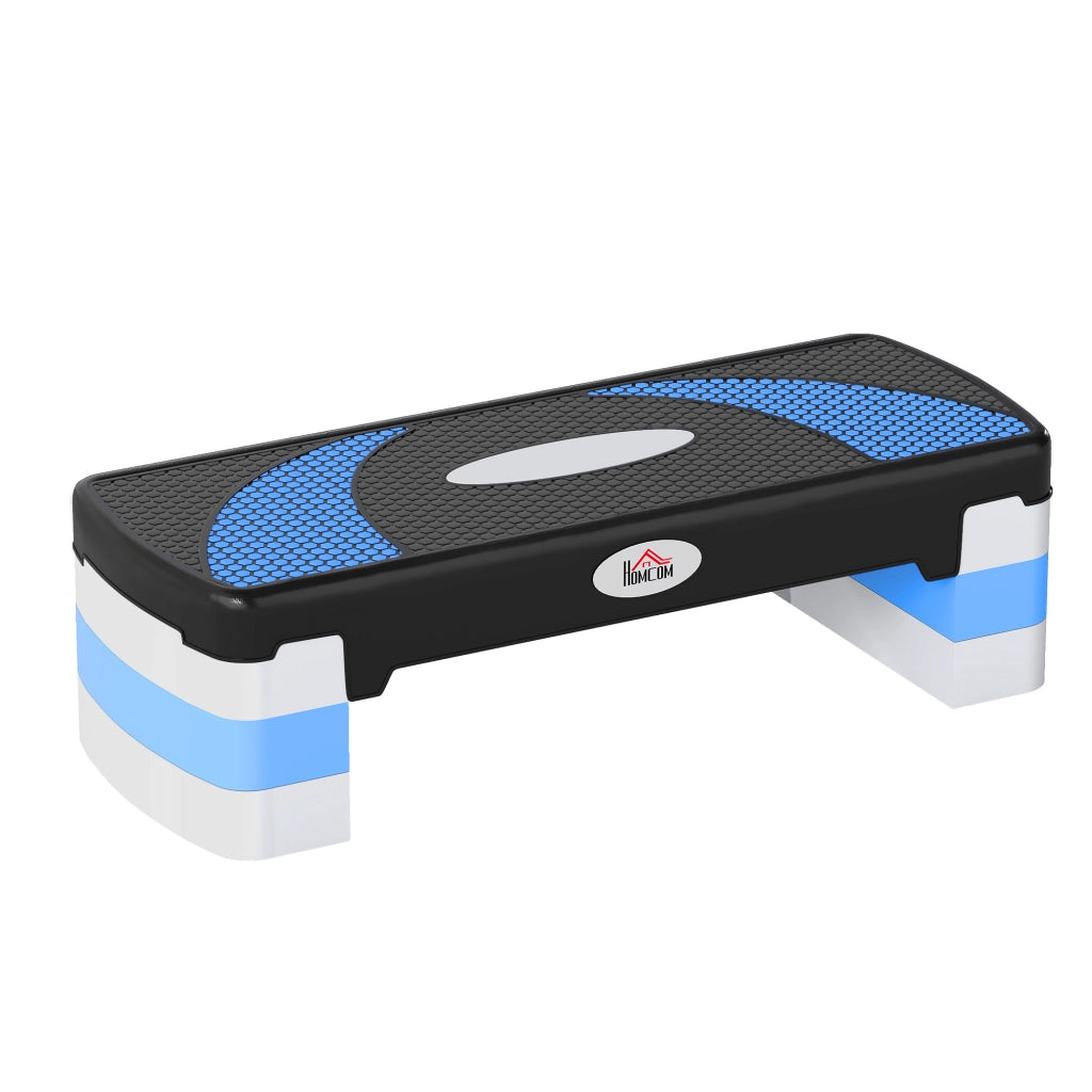 Step per aerobica regolabile a 3 livelli 80 x 31 x 20 cm pedana fitness per casa nero azzurro e grigio
