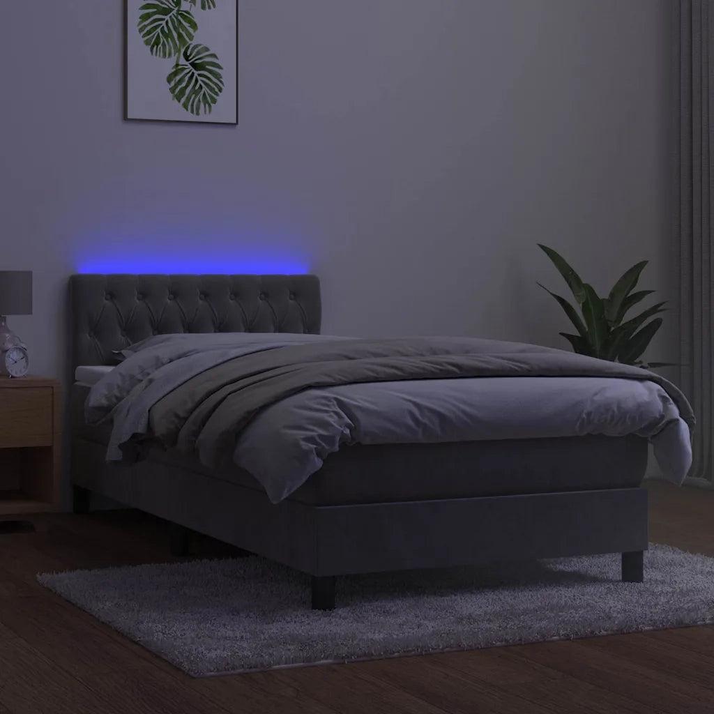 Letto a Molle con Materasso e LED Grigio Chiaro 100x200 cm 3134567