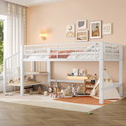 Letto a mezza altezza 90 x 200 cm con scala contenitore - Bianco