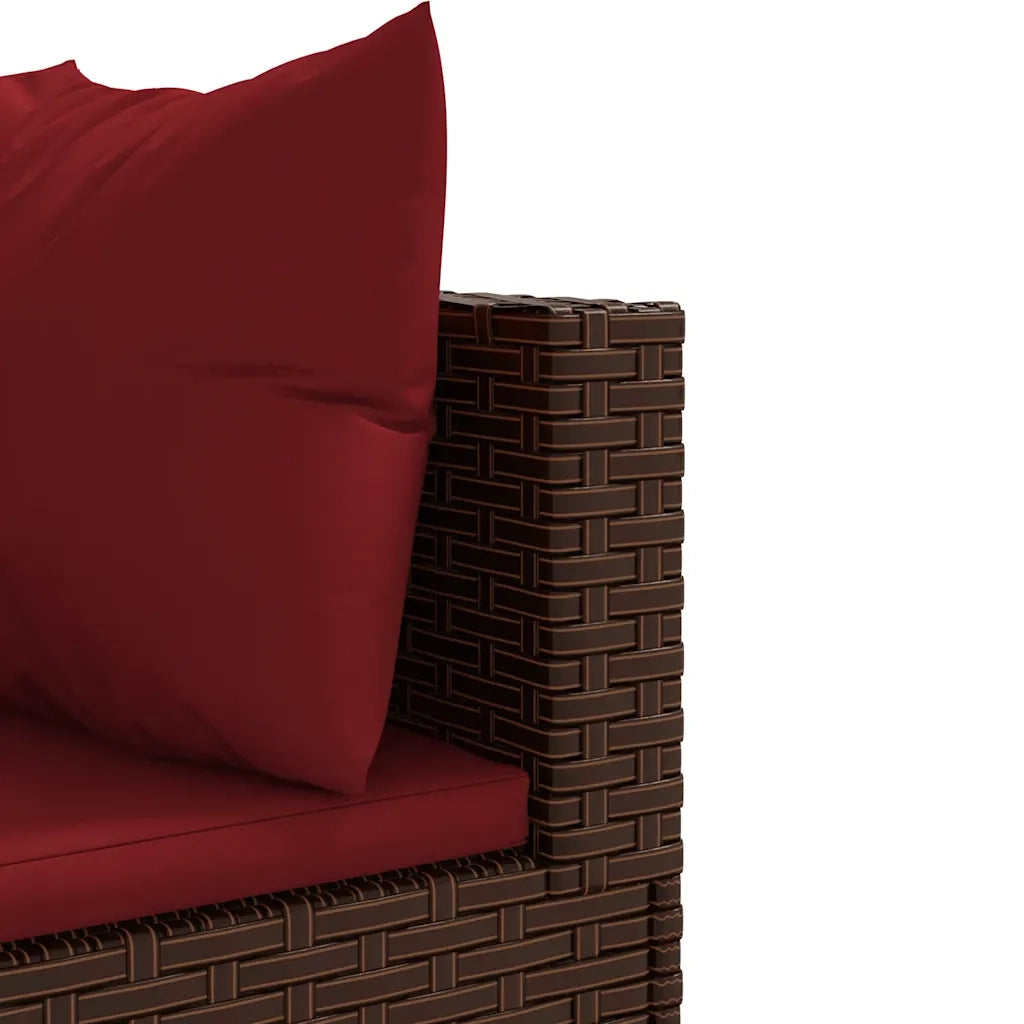 Set Divani da Giardino 7 pz con Cuscini in Polyrattan Marrone