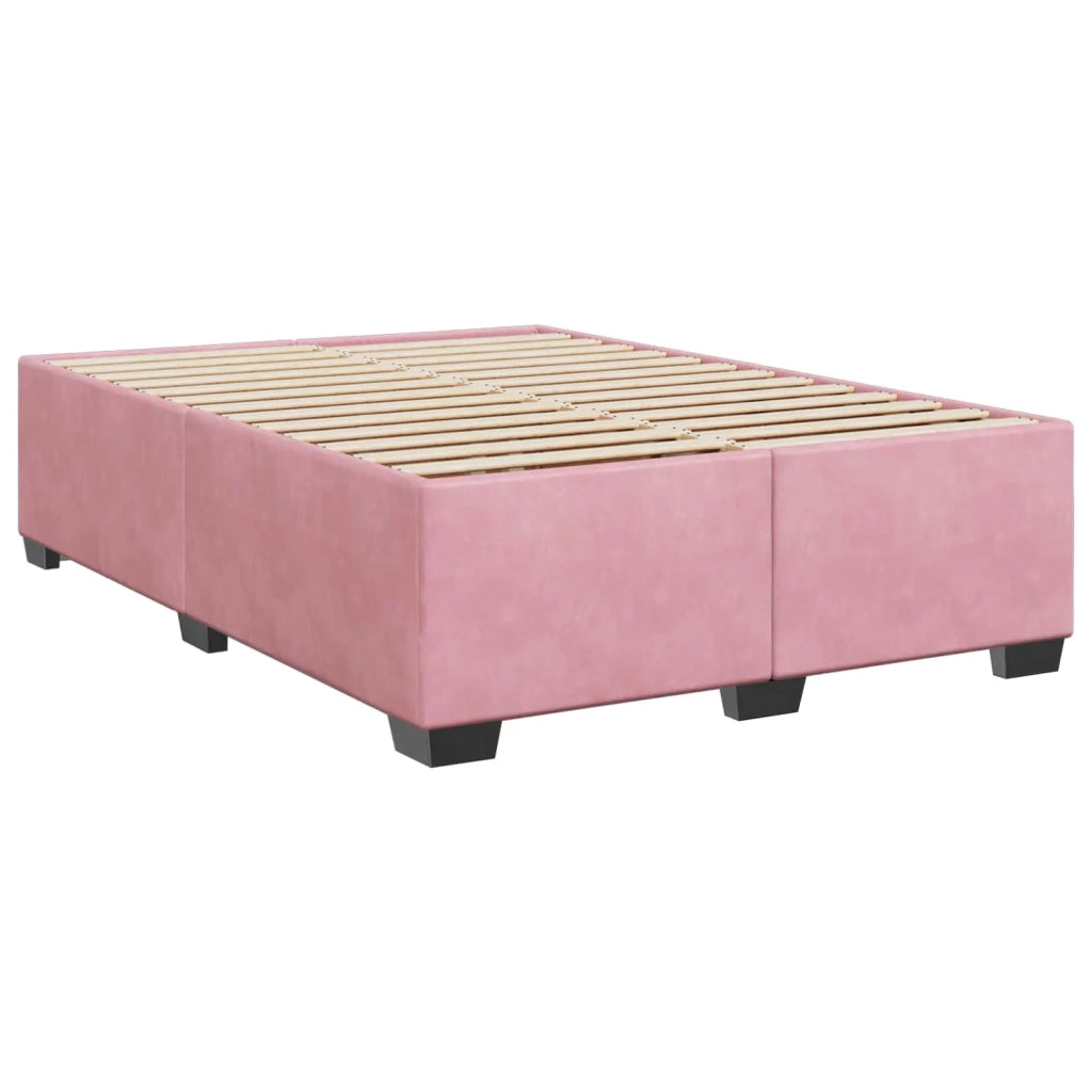 Letto con Box Spring, Materasso e LED Rosa 140 x 200 cm Velluto 3452191