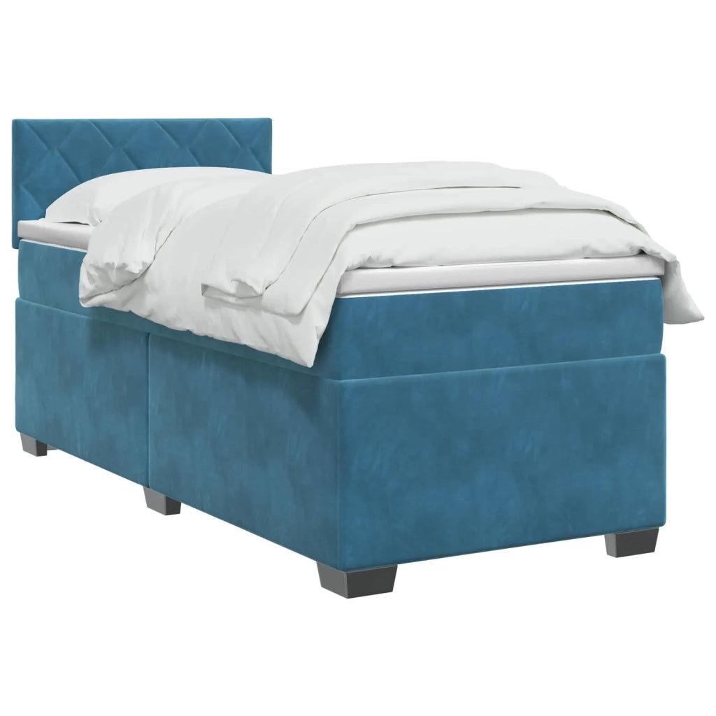 Letto con Box Spring, Materasso e LED Blu 100 x 200 cm Velluto 3452130