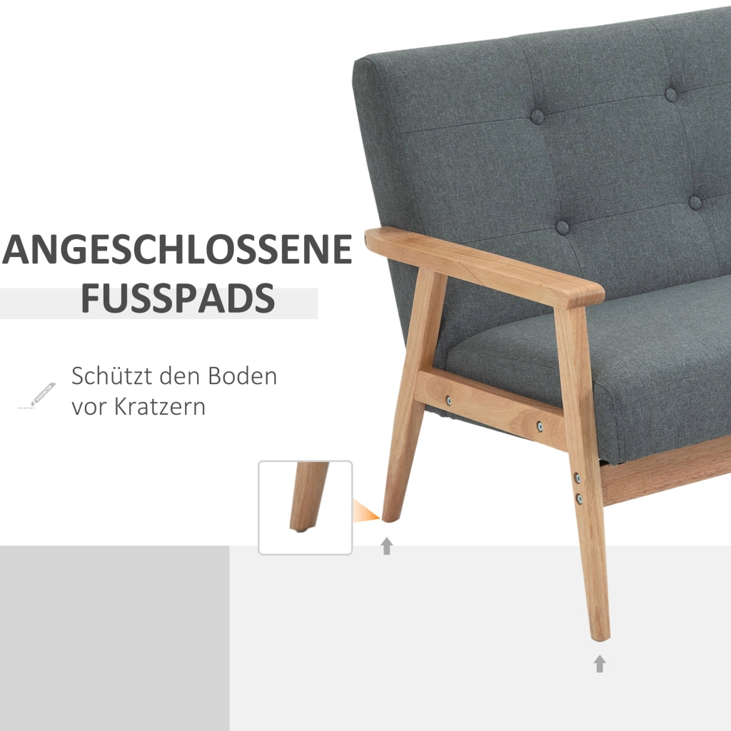 Divano 2 posti ¨C Minimal ¨C Tessuto, Legno, 115 cm, Grigio scuro