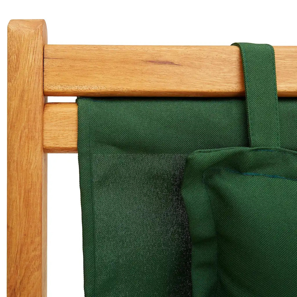 Sedia pieghevole in legno massello di eucalipto e tessuto verde 310312