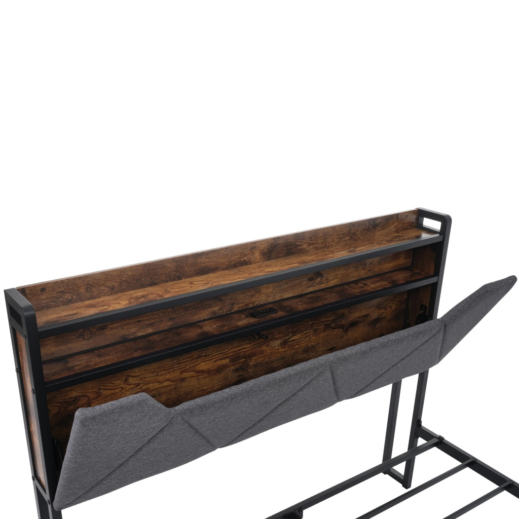 Letto imbottito 140x200 cm grigio con due cassetti