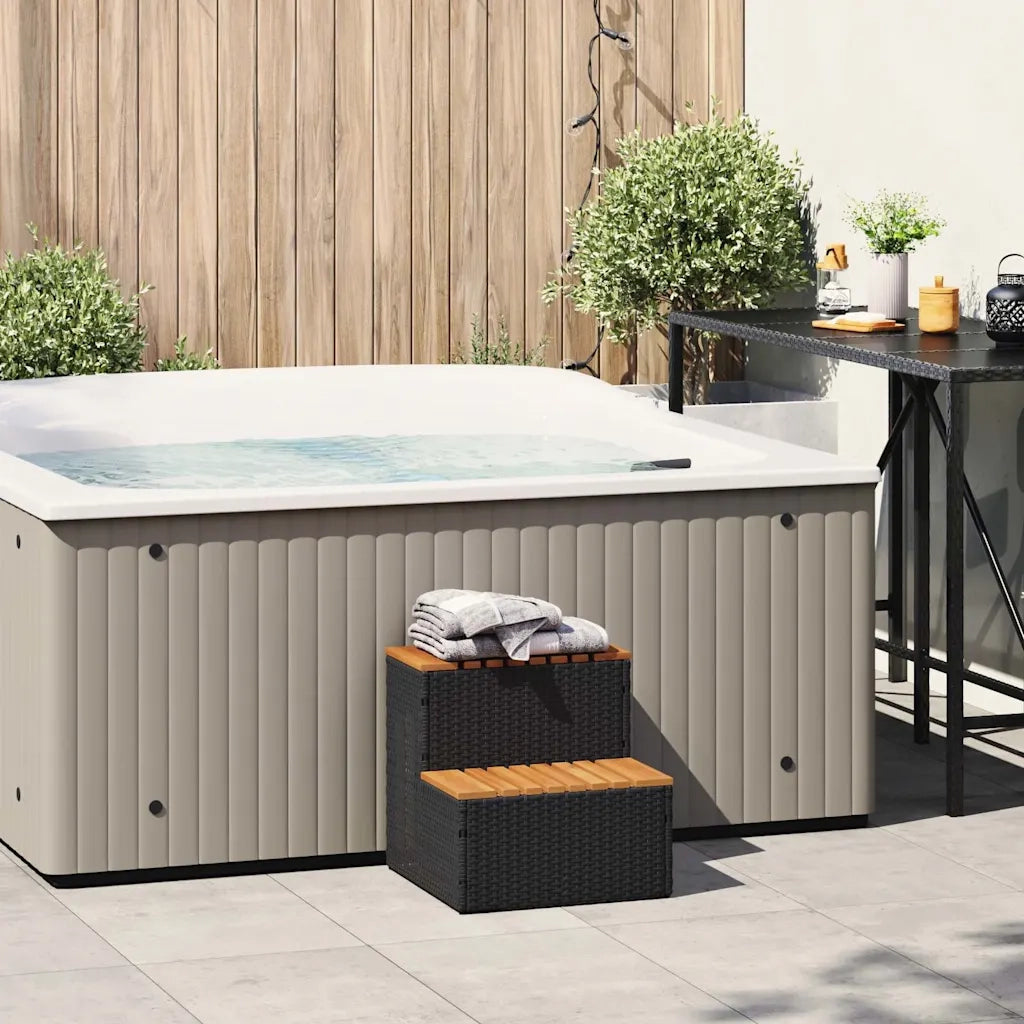 Bordo per Vasca Idromassaggio Nero Polyrattan&Massello Acacia 4103940