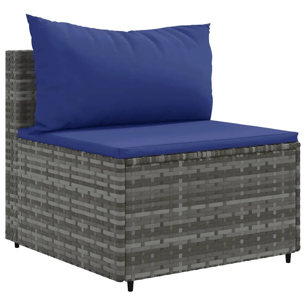 Set Divani da Giardino 7 pz con Cuscini in Polyrattan Grigio 3308031