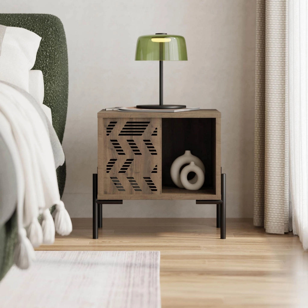 Comodino in legno "Dionysos" - 45 x 40 x 47 cm - Marrone