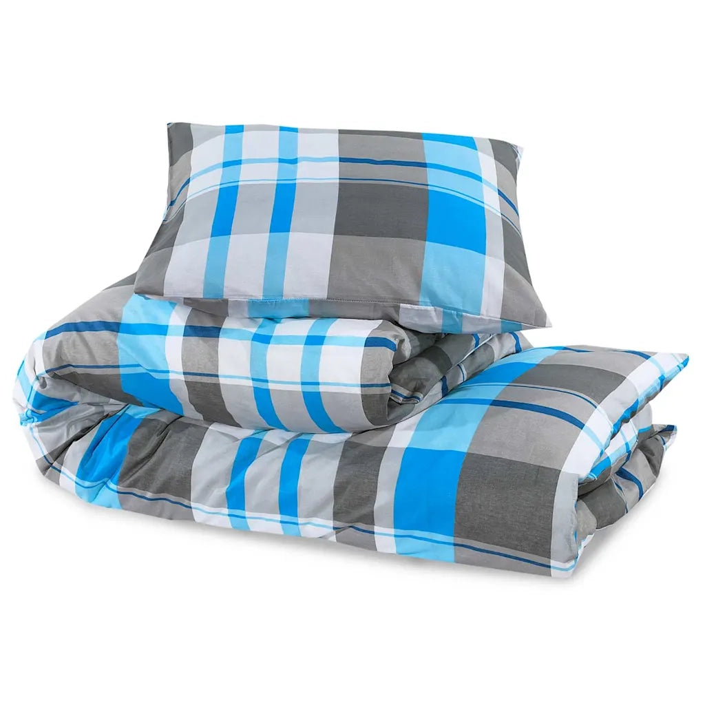 Set Copripiumino Blu e Grigio 260x240 cm in Cotone 136068