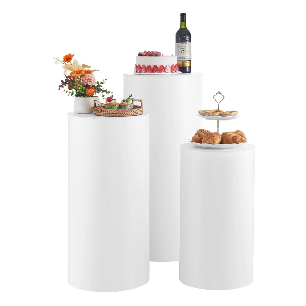 Set 3 Supporti Cilindrici per Fiori in Acrilico Trasparente 60 75 90 cm LJL-8026 Piedistalli Rotondi per Matrimoni ed Eventi Robusti