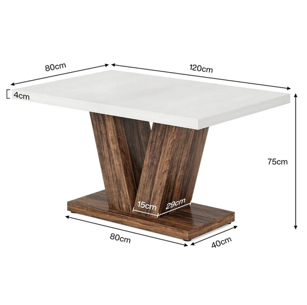 Tavolo rettangolare rustico da pranzo 120x80x75 cm per 4-6 persone