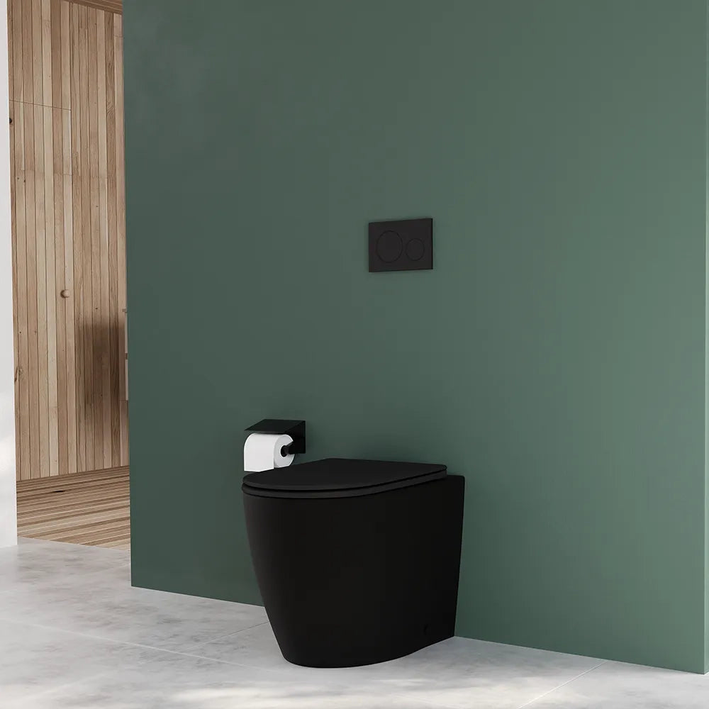 Vaso WC filomuro rimless in ceramica nero opaco e sedile soft-close | Europa Small