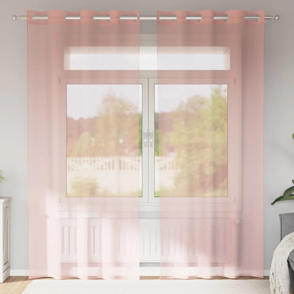 Tende in Voile con Occhielli 2 pz Rosa 140x225 cm 4102097