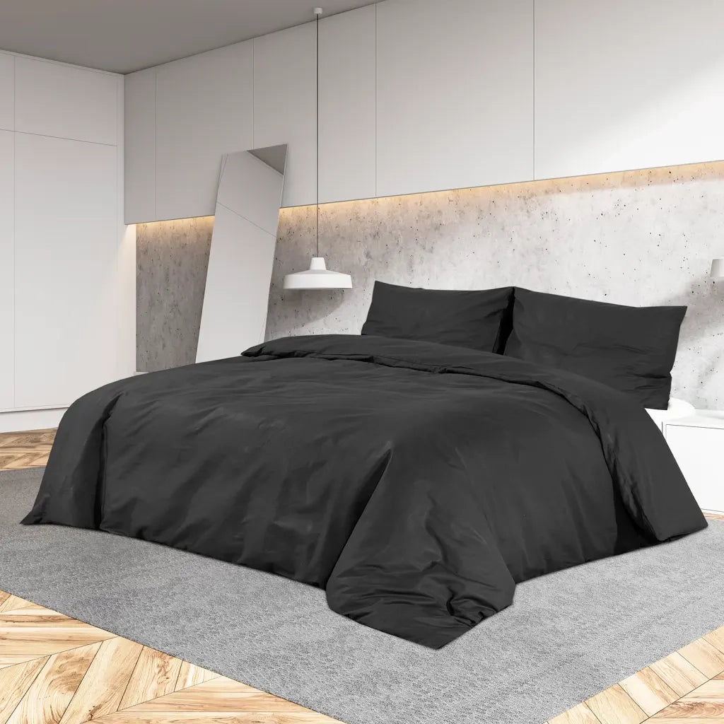 Set Copripiumino Nero 140x200 cm in Microfibra Leggera 135969