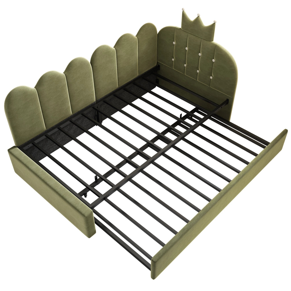 Letto singolo con letto estraibile verde 90 x 200 cm