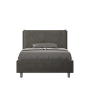 Letto 1 Piazza E Mezzo 110x190 cm con Rete Imbottito in Microfibra Appia Large Grigio