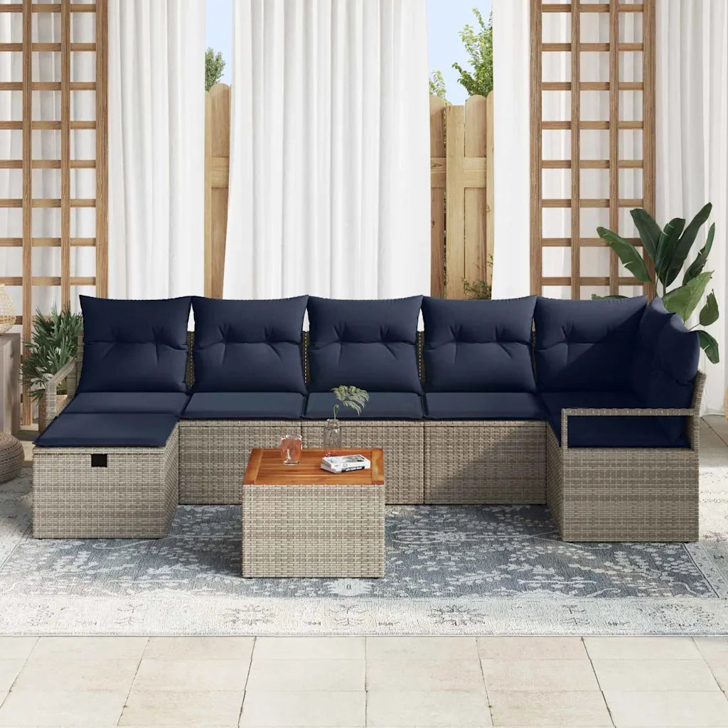 Set Divano da Giardino con cuscino 8 pcs Grigio polyrattan 3359549