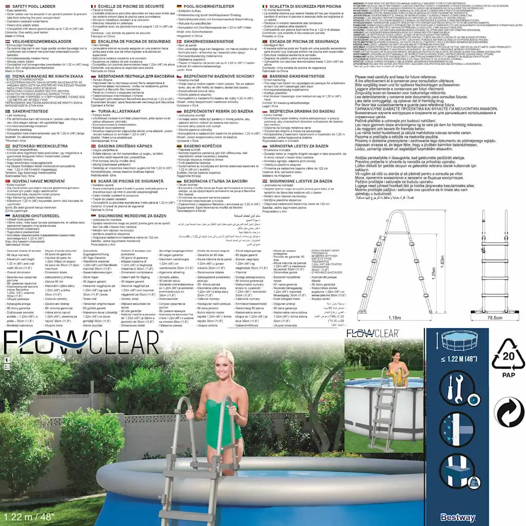 Bestway Scaletta per Piscina Flowclear a 4 Gradini 122 cm 93113