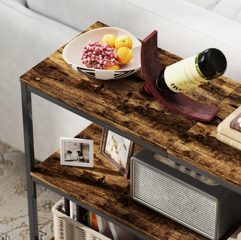 TAVOLO CONSOLLE 101x35x80 cm Legno Marrone Rustico, 3 ripiani