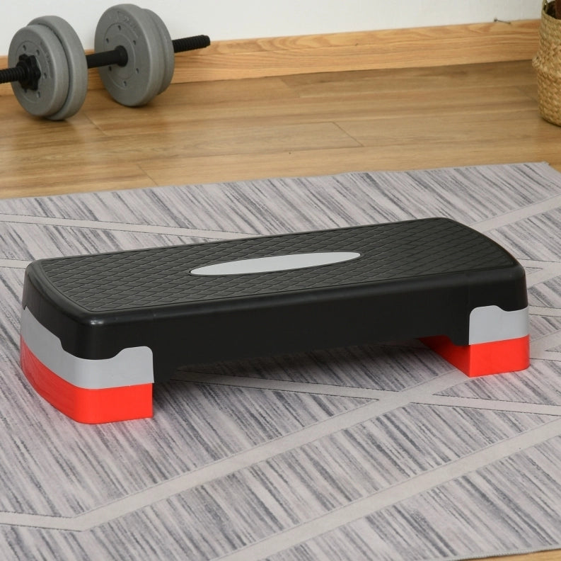 Step aerobica ULEVR regolabile in altezza 68x29x15 cm, pedana antiscivolo fino a 150 kg, nero e grigio