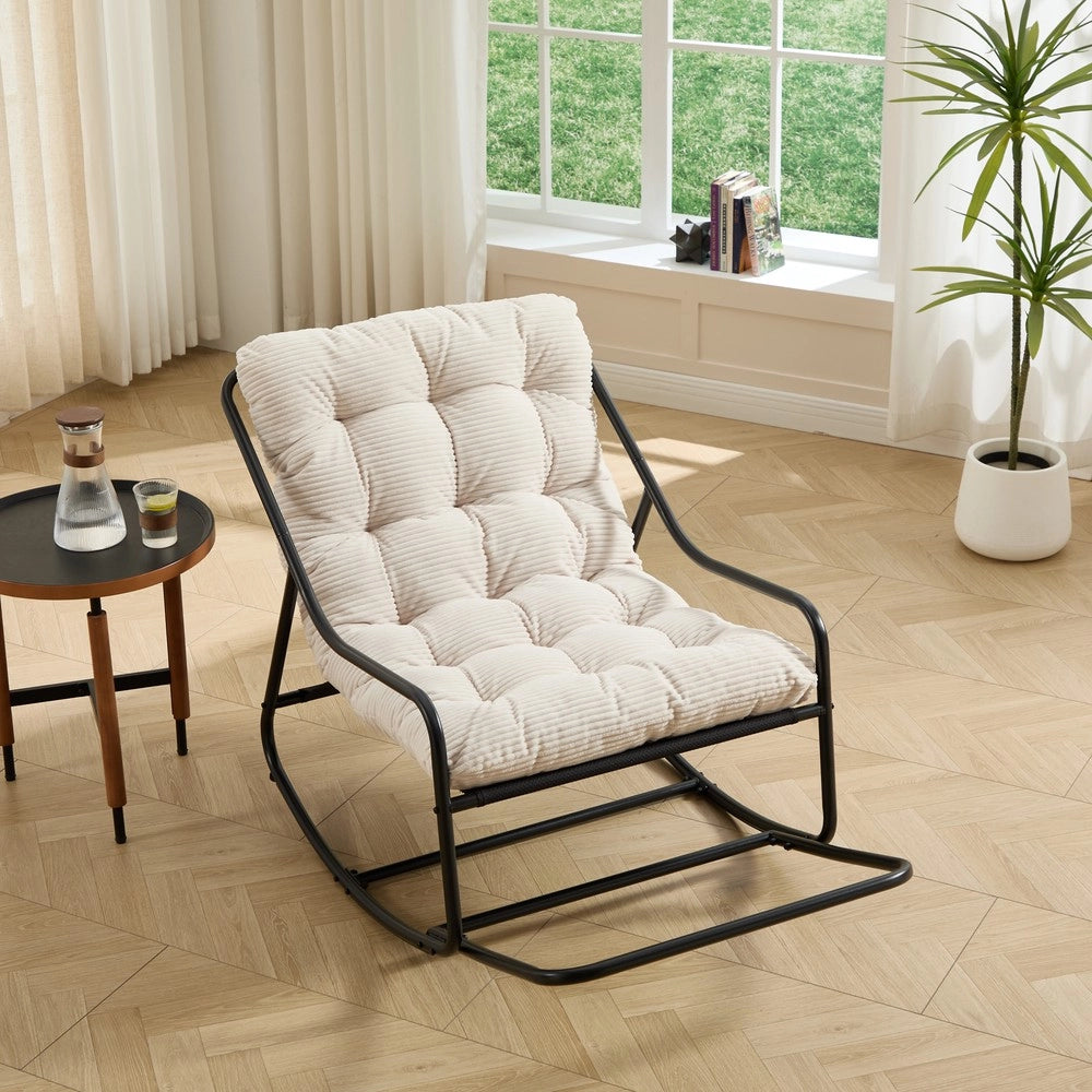 Poltrona Dondolo da Giardino con Cuscino ¨C Xylo ¨C Nero/Bianco