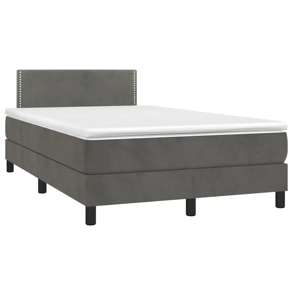 Letto a Molle con Materasso e LED Grigio Scuro 120x200 cm 3134334