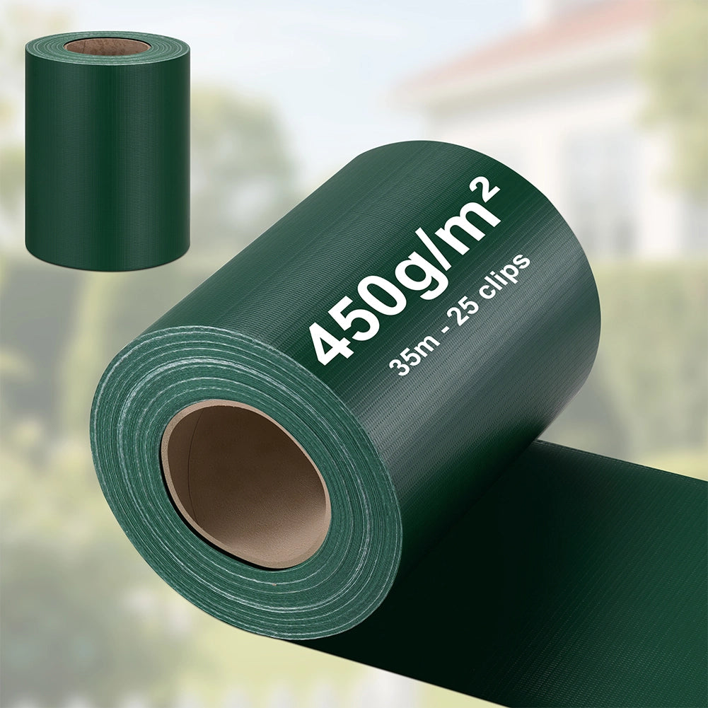 Frangivista in PVC Verde 19cmx35M Telo Oscurante 450gr/mq Anti Uv da Esterno