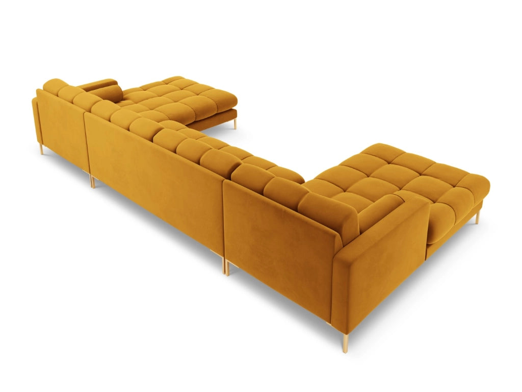 Cosmopolitan Design - Divano panoramico "Bali" 7 posti in velluto giallo 