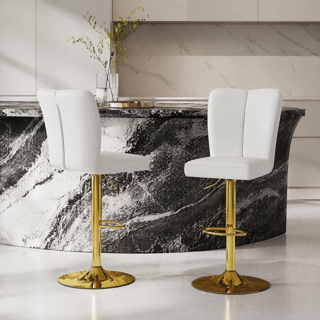 SGABELLO BAR Regolabile 95,5-117,5 cm Bianco/Oro Set da 2 pezzi
