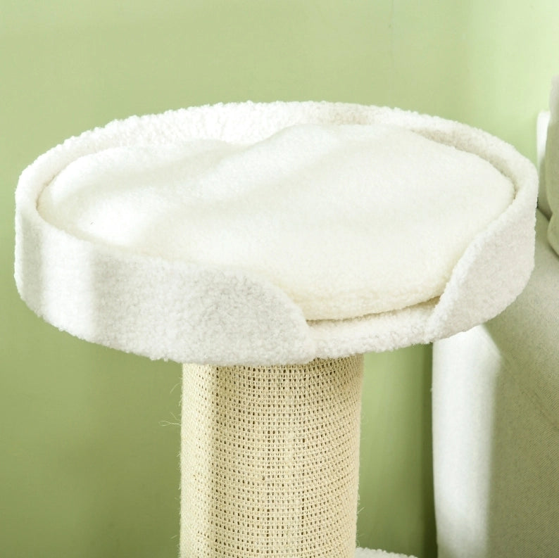 Albero per gatti 91 cm con piattaforme e cuccia, crema