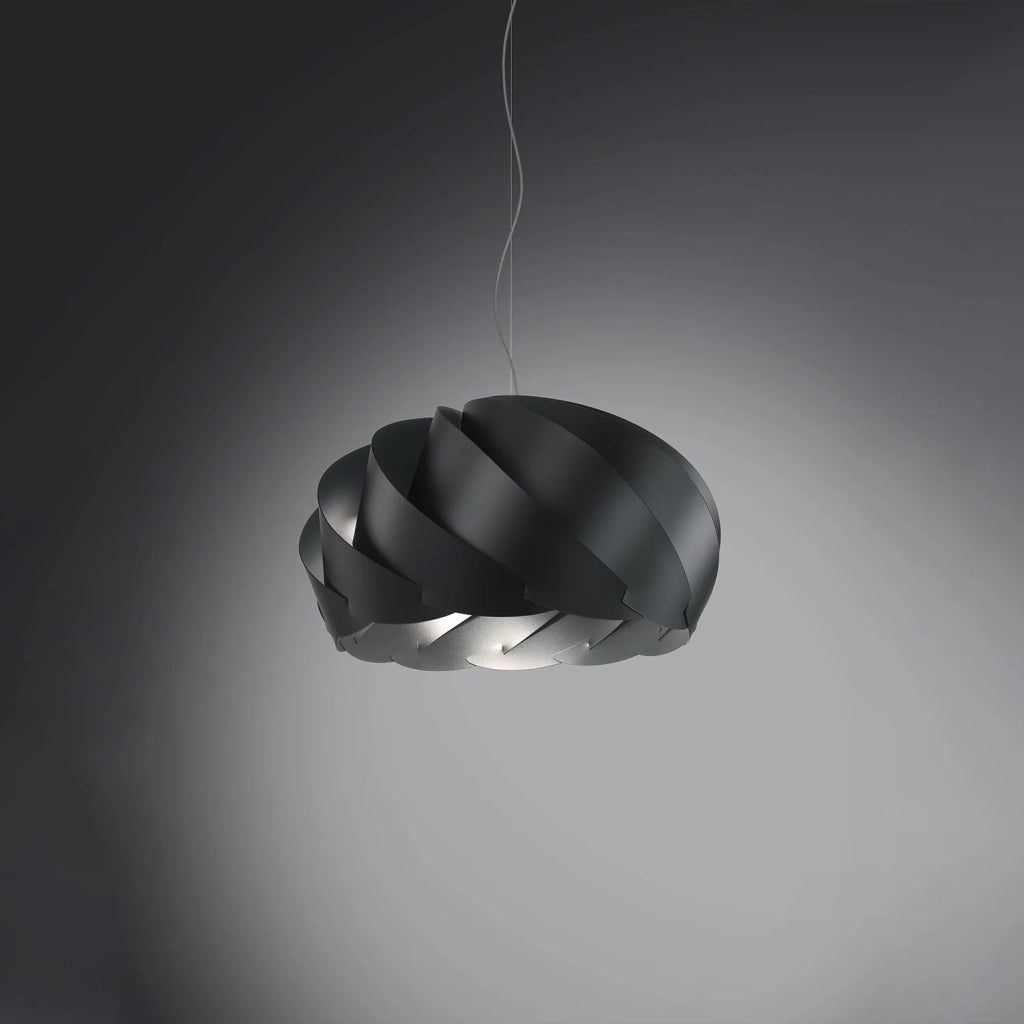 Sospensione Moderna Half Globe Polilux ® Nero E Metallo Cromo 1 Luce E27 D55Cm