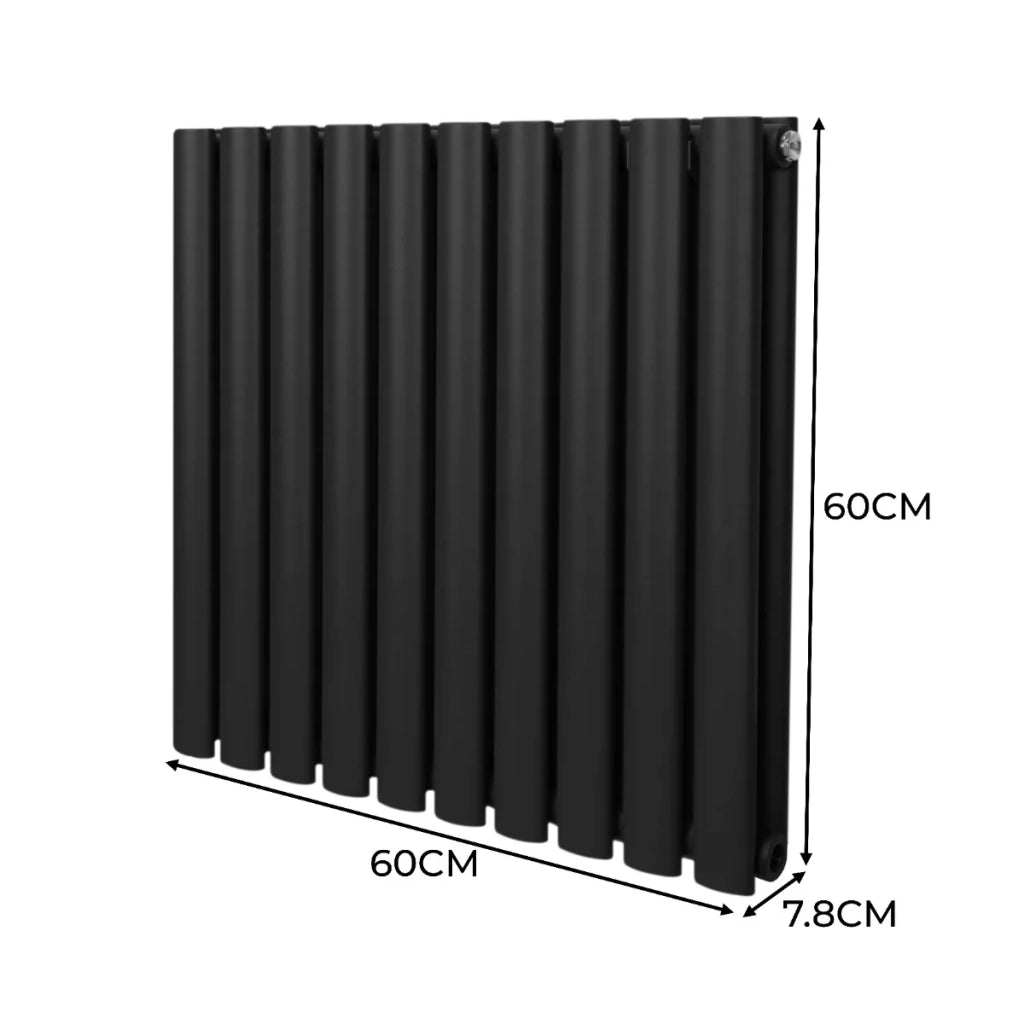 Radiatore a colonna ovale - 600 mm x 600 mm - Nero