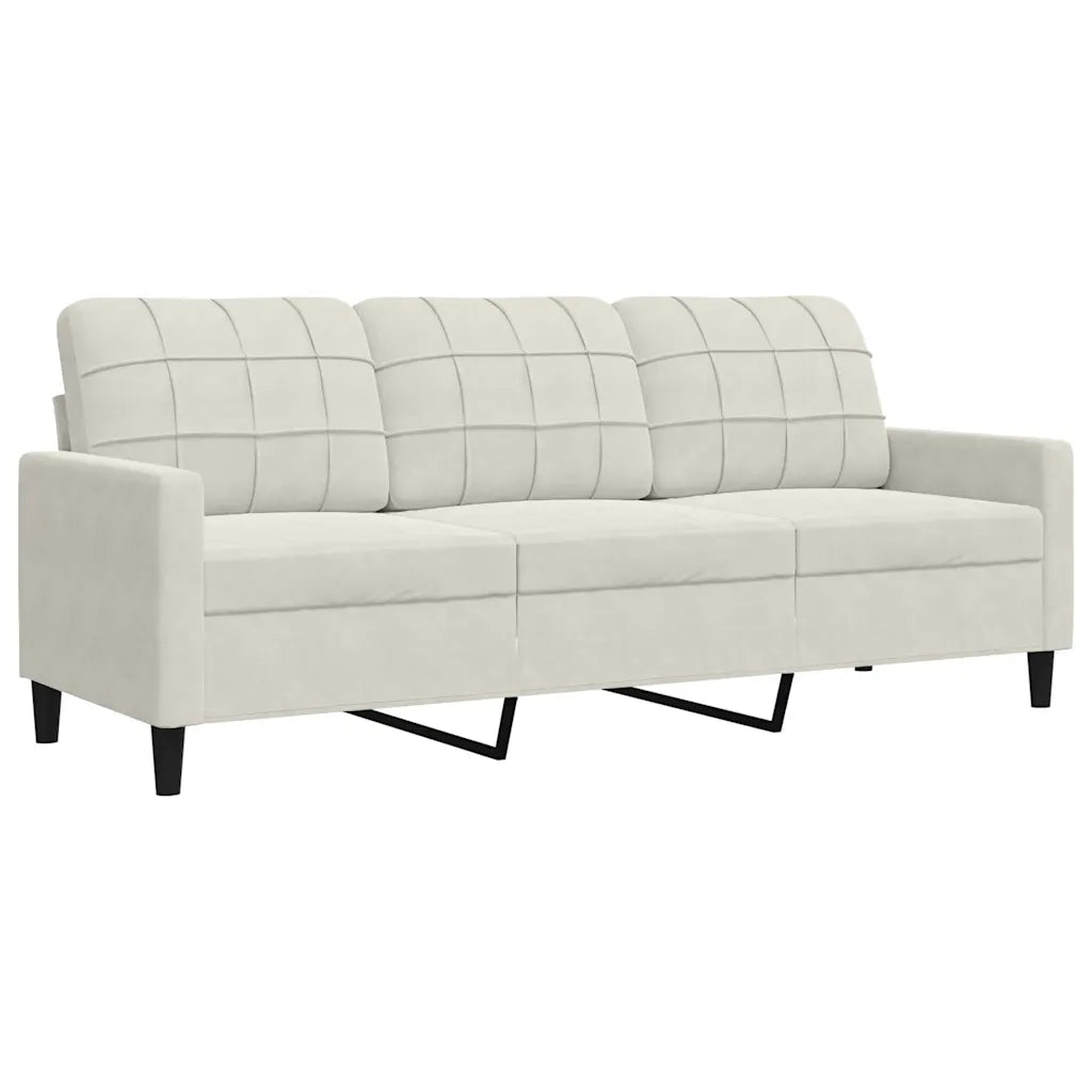 Set di Divani 2 pz con Cuscini e Rinforzi Crema in Velluto 3278419