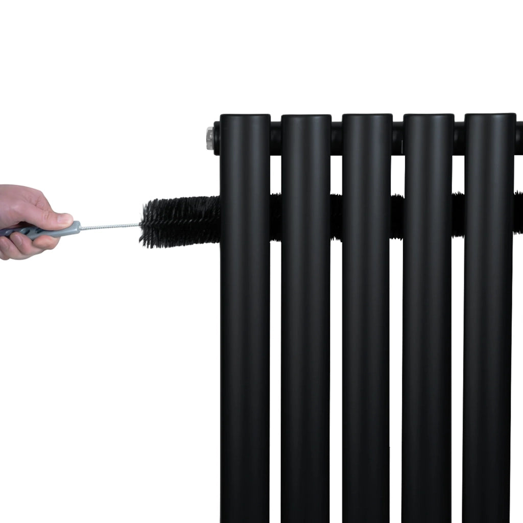 Radiatore Orizzontale Ovale 600x1440mm Nero con Valvole TRV