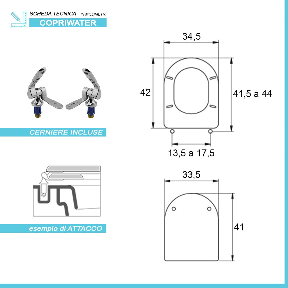 Copriwater dedicato per Serie Esedra Ideal Standard in legno bianco con cerniere