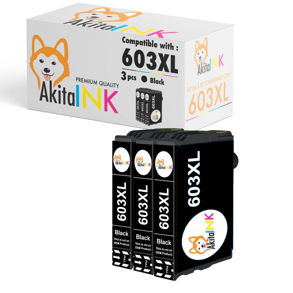 3 Cartucce Epson 603XL Nere Compatibili AkitaINK