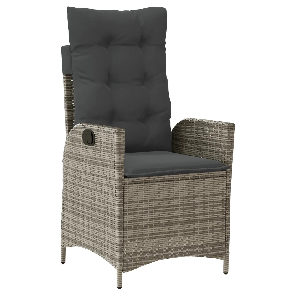 Set da Pranzo da Giardino 5 pz con Cuscini in Polyrattan Grigio 3213105