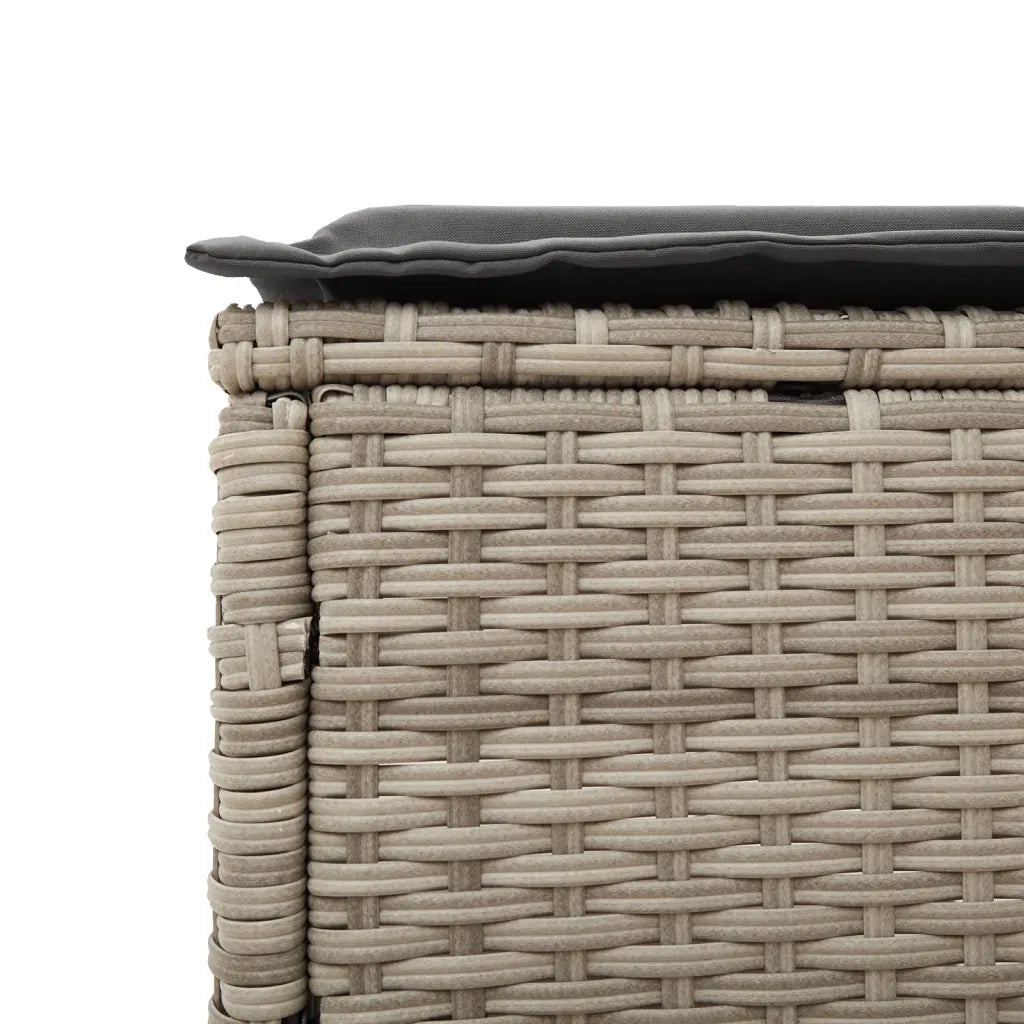 Lettino con Tavolo e Cuscino Grigio Chiaro in Polyrattan 4002733