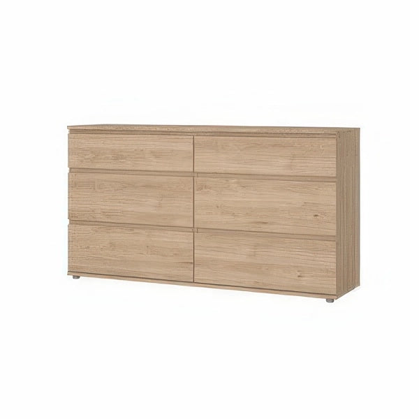 Cassettiera in Kit Rovere 153,4 x 40 x h 83,7 cm a 6 Cassetti con Guide in Acciaio