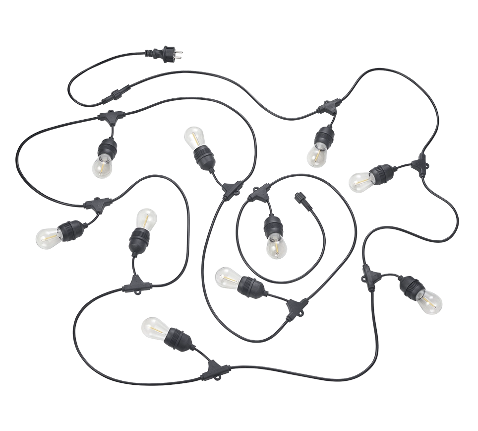Ghirlanda da giardino loft CHAIN 10xE27 nera IP44 RL