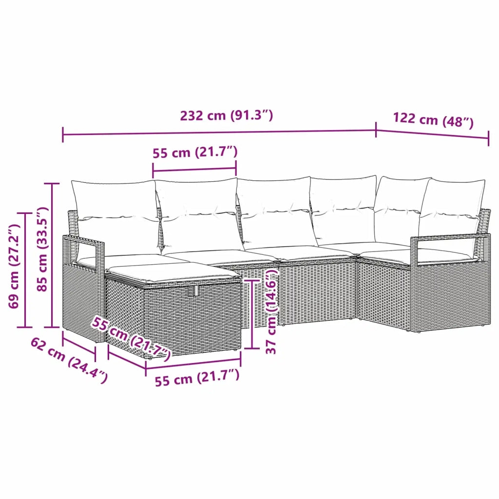 Set di divani con cuscino Grigio e Blu Navy polyrattan 3359184