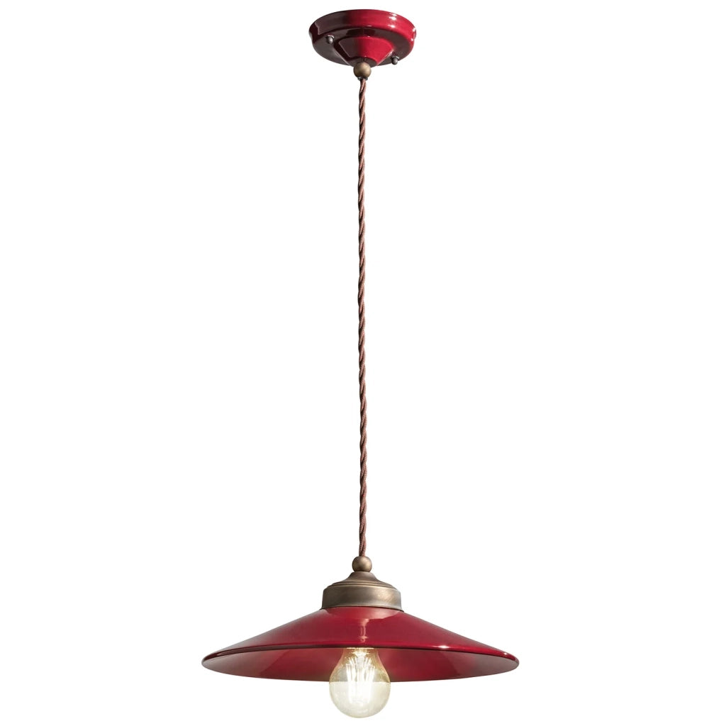 Lampadario Vintage Colors Ferro E Ceramica Bordeaux 1 Luce E27 30Cm