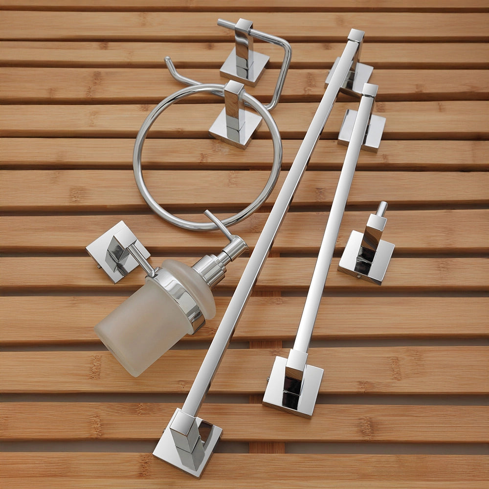 Set accessori a muro 6 pezzi in metallo cromato e viti incluse  Rock