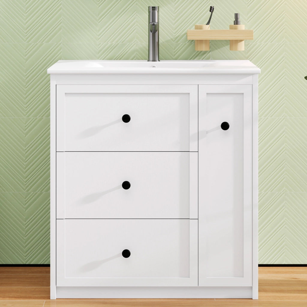 Mobile Sottolavabo con Lavabo Integrato ¨C Minimal ¨C Bianco 76,2x46,2x82 cm
