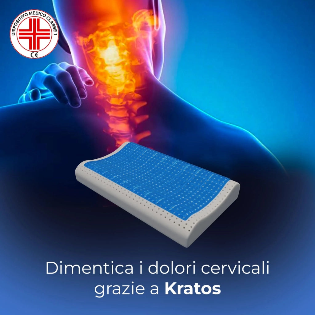 Cuscino in memory foam con Gel - Cervicale e Termoregolatore - Stop al Sudore - Kratos - 72x42x12/8/9cm