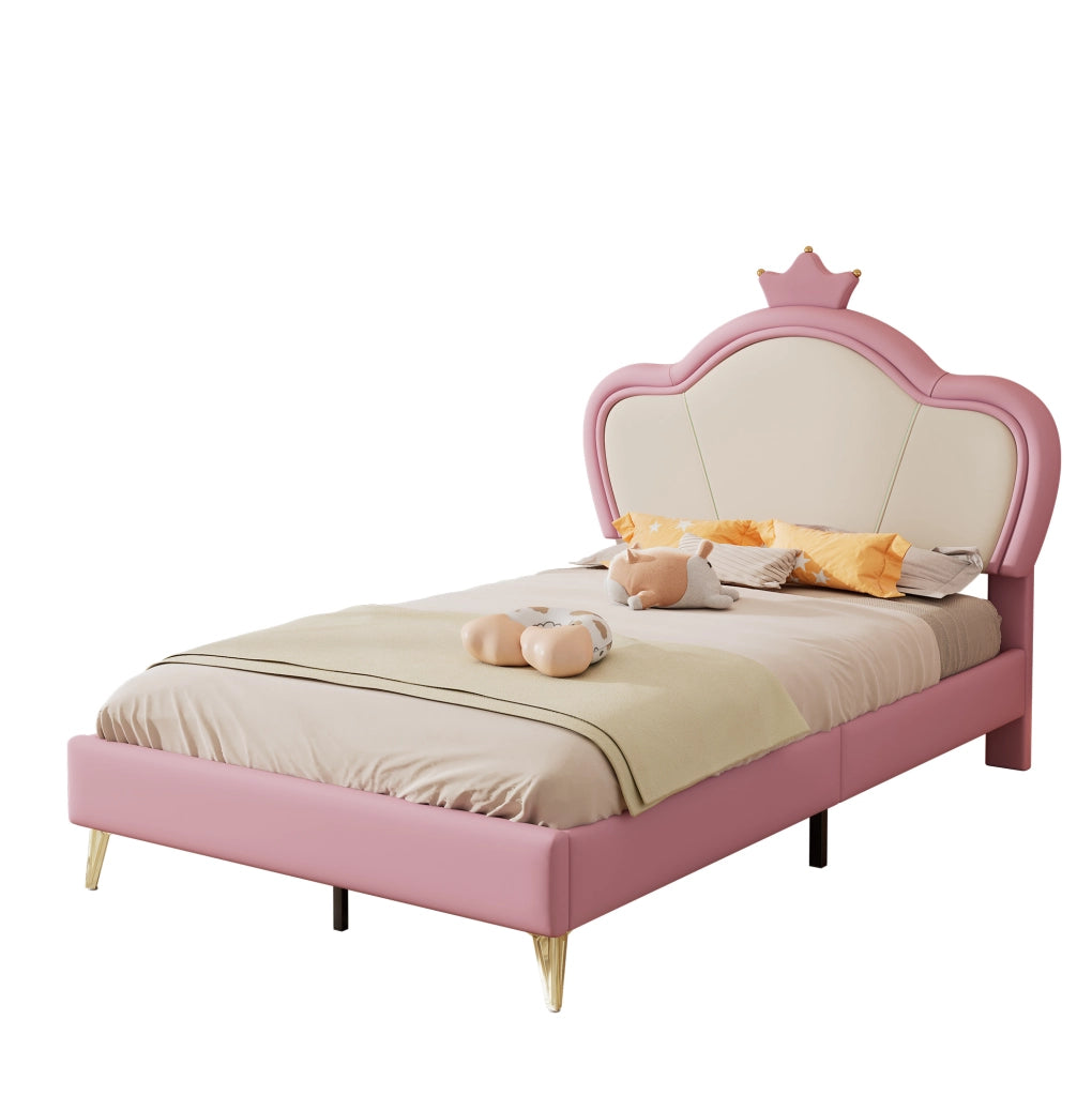 Letto singolo imbottito con testiera a corona