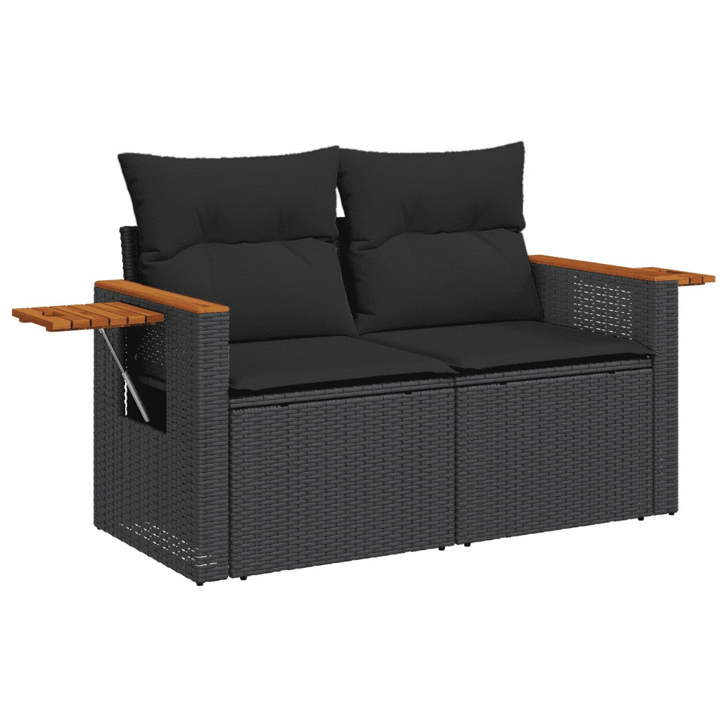 Set Divani da Giardino con Cuscini 7pz Nero Polyrattan 3259234