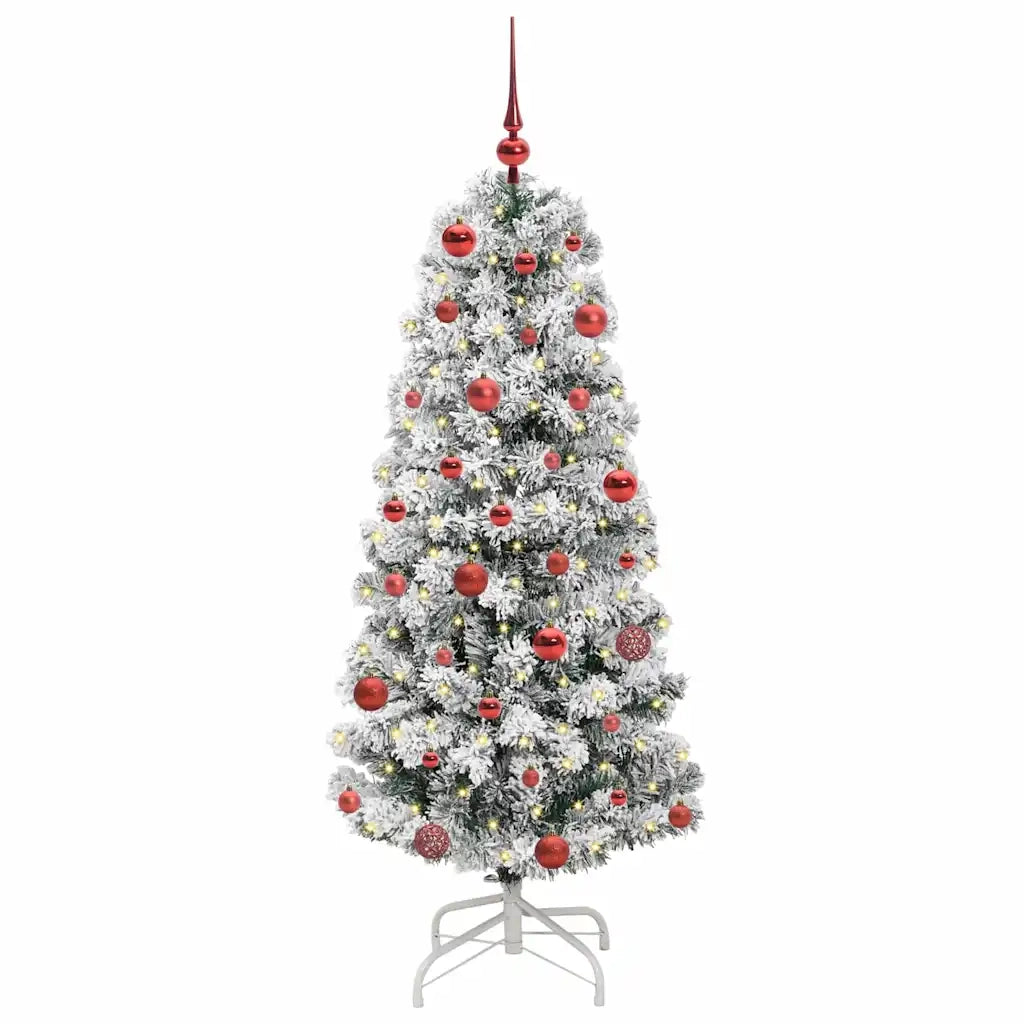 Albero di Natale Artificiale con Rami Pieghevoli Verde e Bianco 3395586